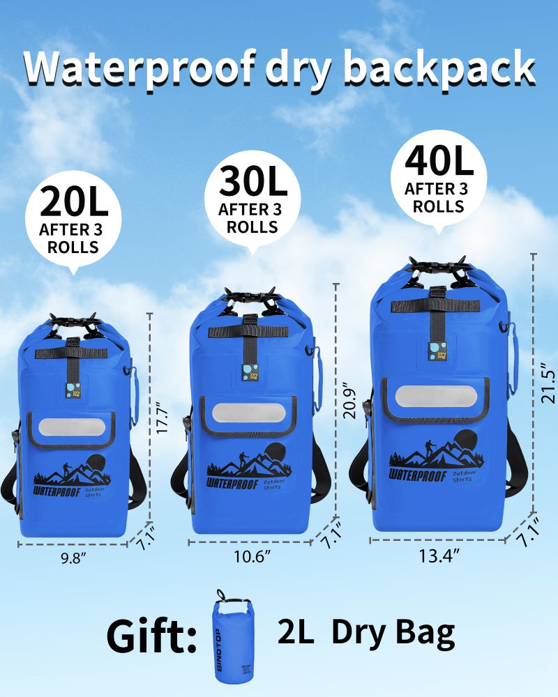 IDRYBAG Dry Bag Backpack Waterproof Floating 20L/30L/40L, Dry Bags Waterproof Backpack for Men, Dry Sack Waterproof Bag Kayak - Image 5